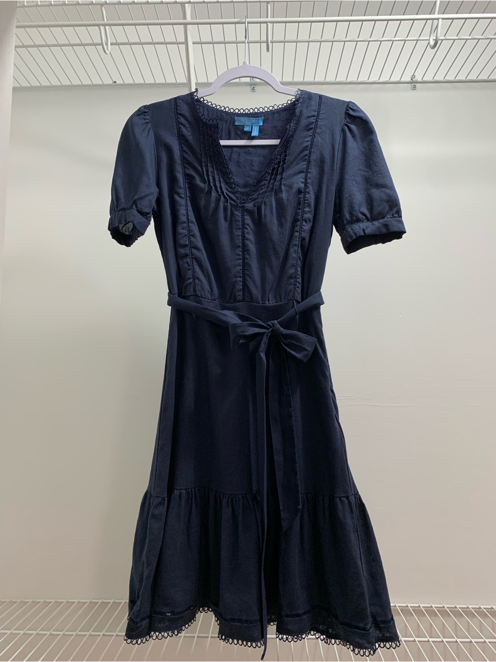 Draper James RSVP Navy V‑Neck Tie‑Waist Dress